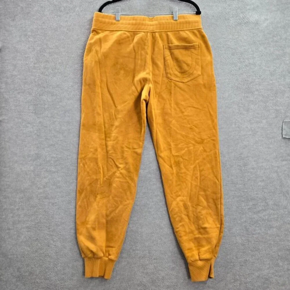 True‎ Religion Pants M Yellow Back Pocket Drawstring Jogger Logo Pockets READ